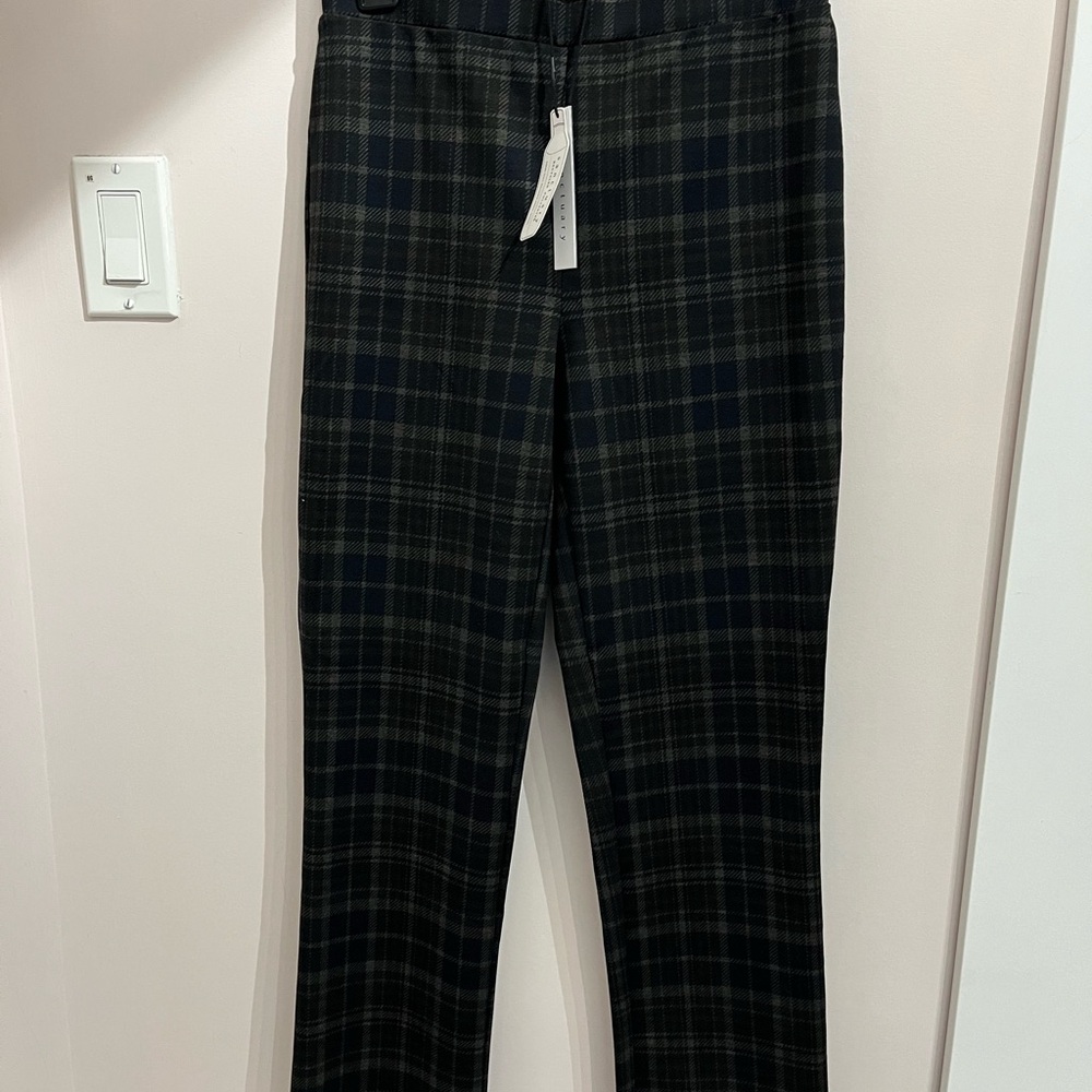 Sanctuary Black and Deep Green Tartan Straight Leg Stretch Pant